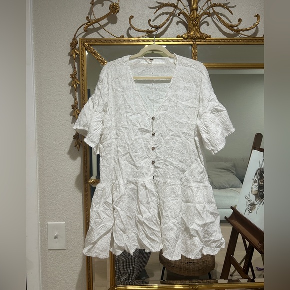 Free People white button down mini dress - Picture 1 of 6